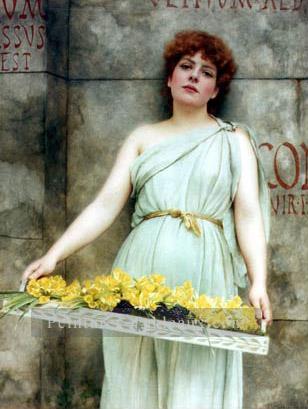 Fleur Vendeur 1896 néoclassique dame John William Godward Peintures à l'huile